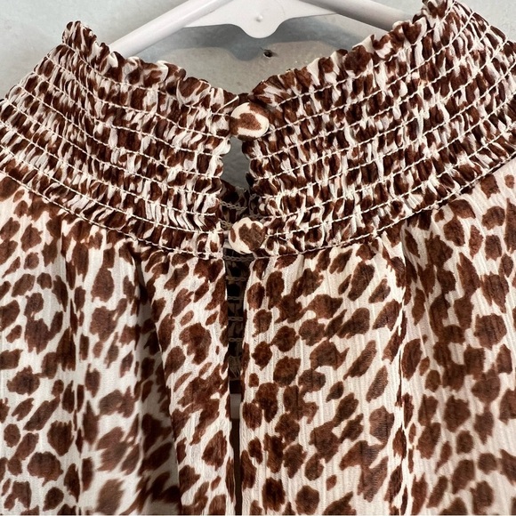 1. STATE sleeveless animal print smock neck tiered midi dress Waistband Sz M - Picture 13 of 15